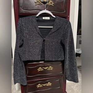 M Studio Vintage Sparkly Black Metallic Women's Cardigan/Blazer